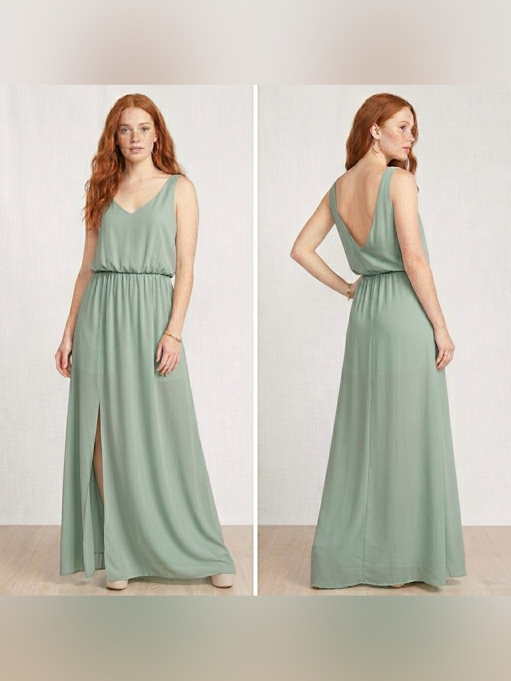 SHOW ME YOUR MUMU Women’s Kendal Maxi V-neck Sleeveless Maxi Dress Sage Size S